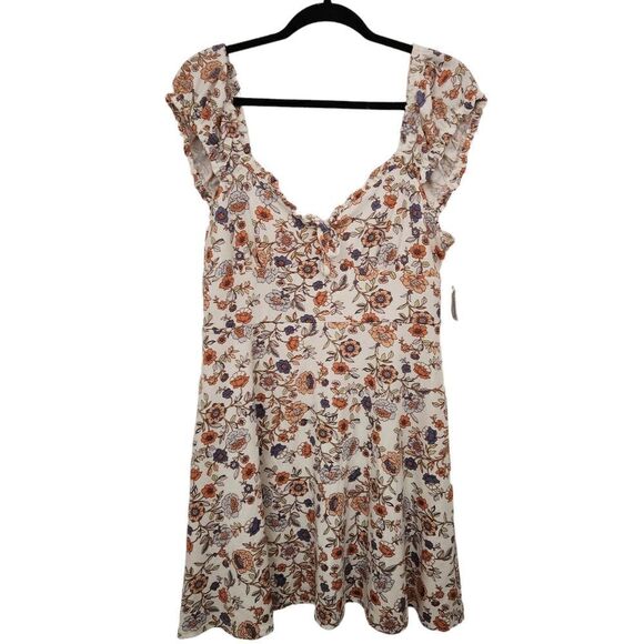 Ultra Flirt Womens Juniors Emma Cap Sleeve Mini Floral Dress Size XL - Picture 2 of 10